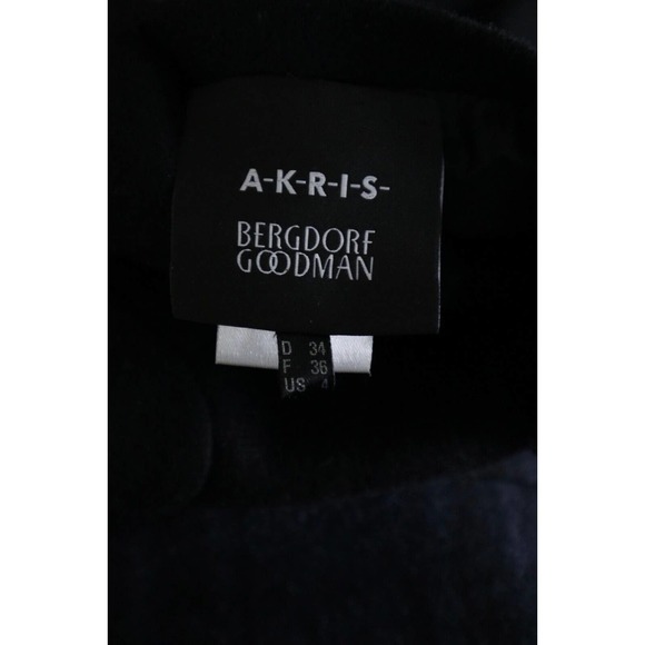 Akris US 4 Double Faced Wool Reversible Longline Jacket Navy Plaid Black - Picture 14 of 16